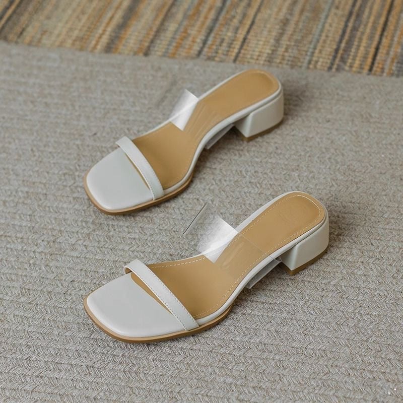 Slippers For Women'S Outer Wear Summer Mid-Heel Retro Niche High-End French Sandals Thick Heel Sandals New Style - Image 3